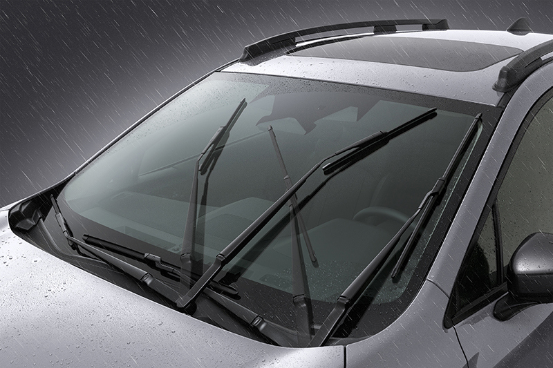 Subaru rodomas priekinio stiklo valytuvo intervalo nustatymas – reguliuojamas svirtimi prie vairo.