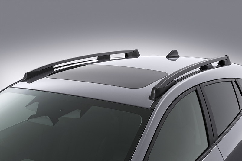 Subaru Crosstrek su atidaromu stoglangiu ir stogo bėgeliais.